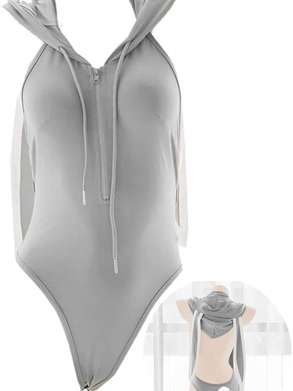 Gray Bunny Cosplay Bodysuit Costume Size Small
